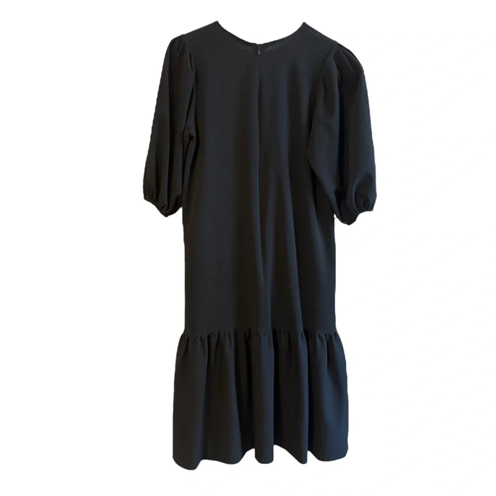 Adina Las Vegas Puff Sleeve Ruffle Hem Dress Black Women’s Small Knee Length - Picture 3 of 6